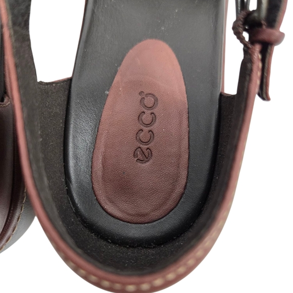 Ecco Brown Leather Ankle Strap Mary Jane Shoes - Picture 7 of 13